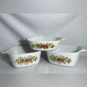 Vintage Corning Ware Spice of Life Small Casserole dishes Set of 3